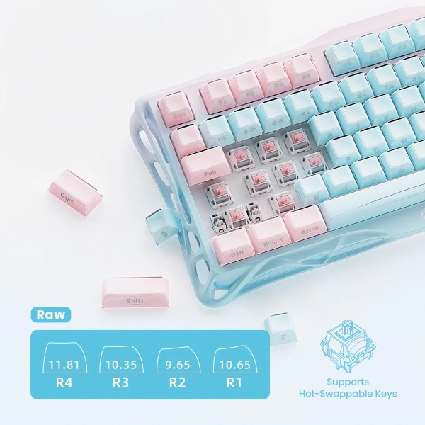 Фото - Клавиатура беспроводная игровая GravaStar Mercury K1 Lite 80keys BSUN Grey, BT/WL/USB Aurora Mist (GSK1LITE_PM_MINT)